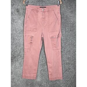 Express Cargo Jeans Womens Size 10 Pink Denim‎ Stretch Super High Rise Crop